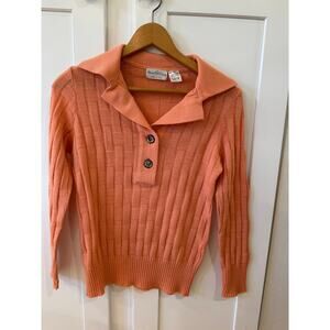 Vintage Marshal Field & Company Woo Italian Made Peach Orange Sweater Size L